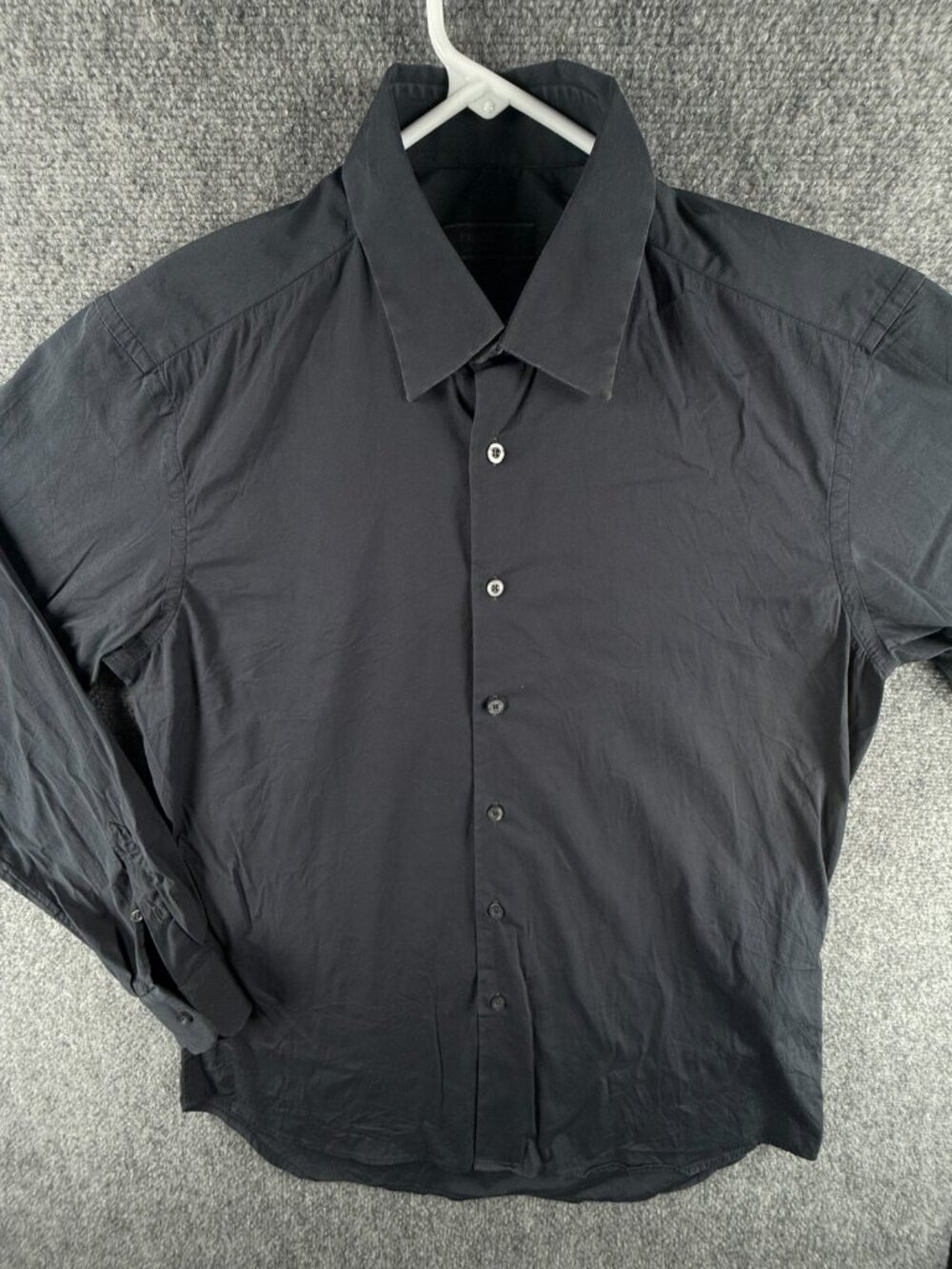PRADA Long Sleeve Button Up Shirt Men Cotton Blend Designer Navy Blue Size 16